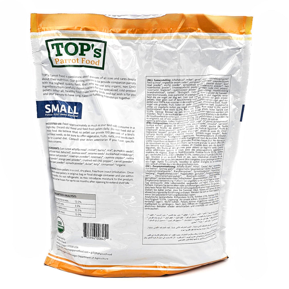 TOP's Parrot Food emballage 1,8 kg - quantité pratique pour nourrir votre oiseau.
