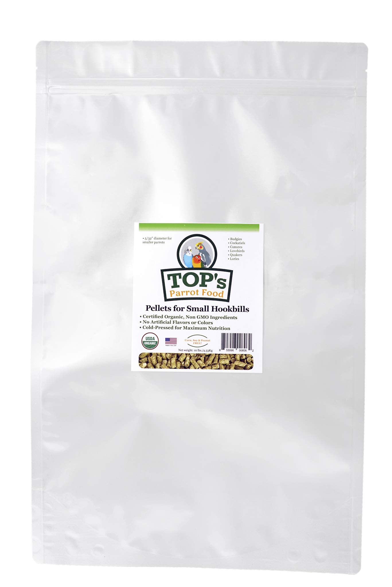 TOP's Parrot Food sac-pellets-10-livres, alimentation pratique pour votre oiseau et naturel.