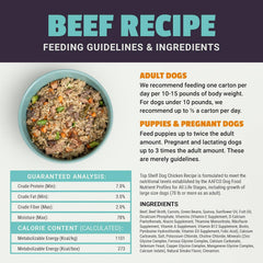Top Shelf Dog ingrédients-naturels: ingrédients frais pour une alimentation équilibrée et appétissante.