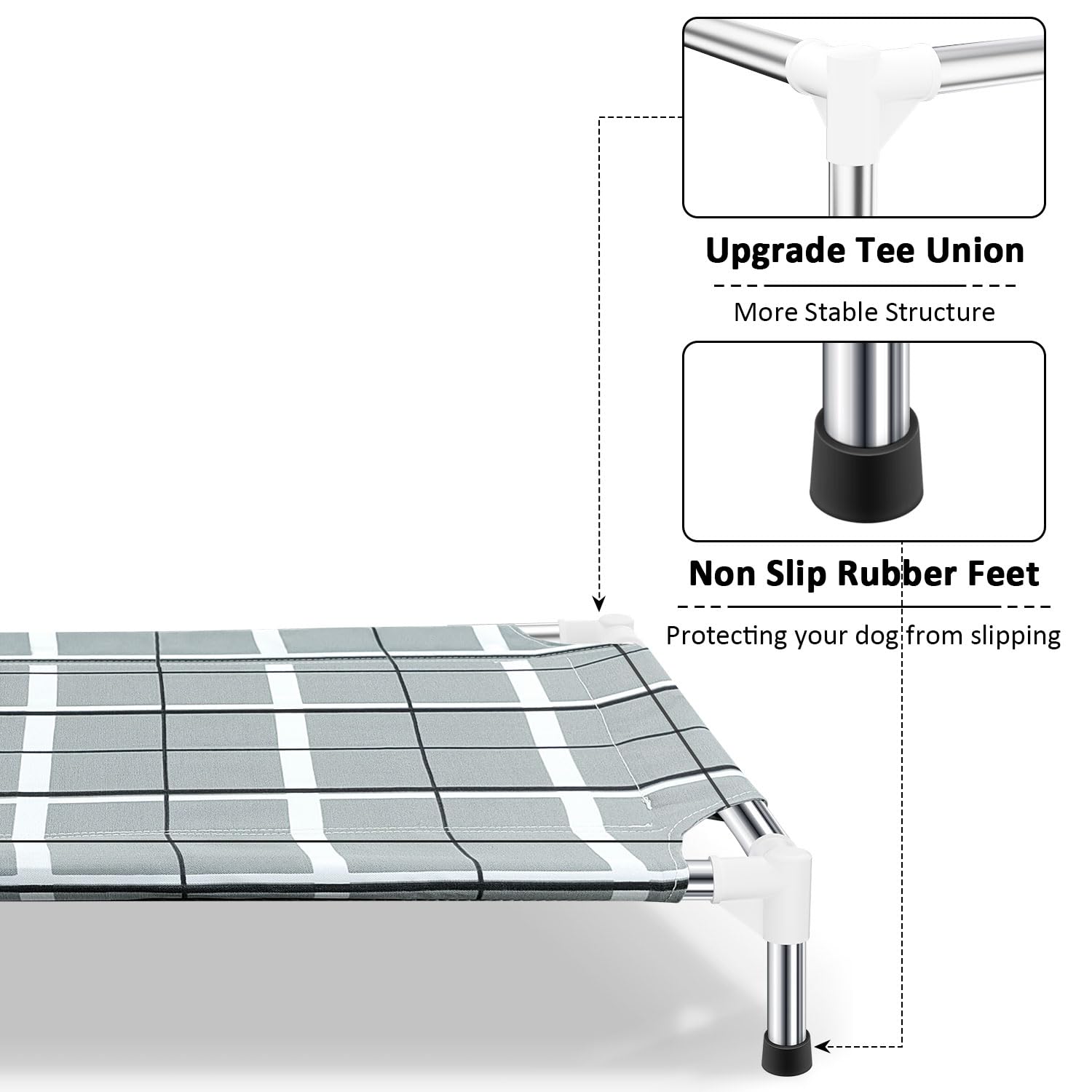 Topsmartking couch-chien-exterieur-cadre-acier-inox, cadre durable et stabilité renforcée.