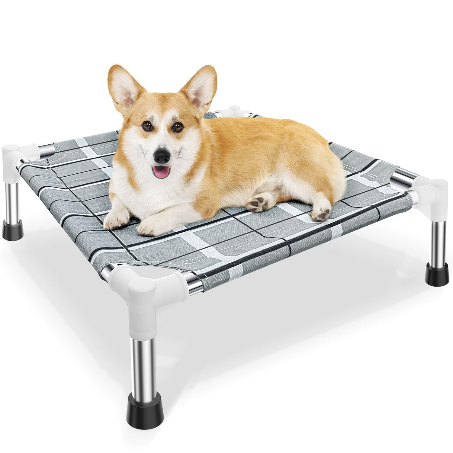 Topsmartking lit-chien-exterieur-eleve cadre-inox offre stabilité et confort.