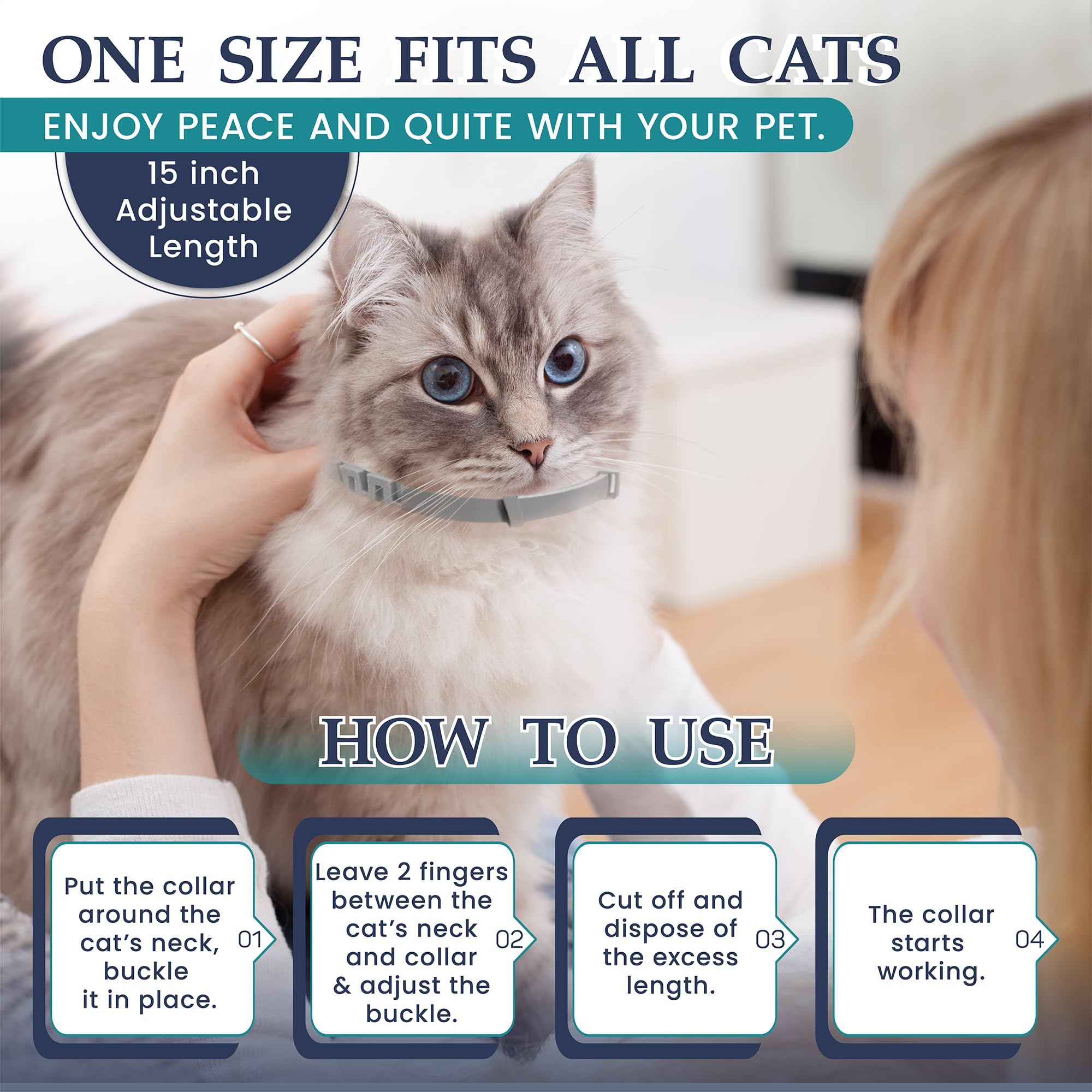 TopSum collier apaisant pour chat boucle reglable pour un ajustement précis.