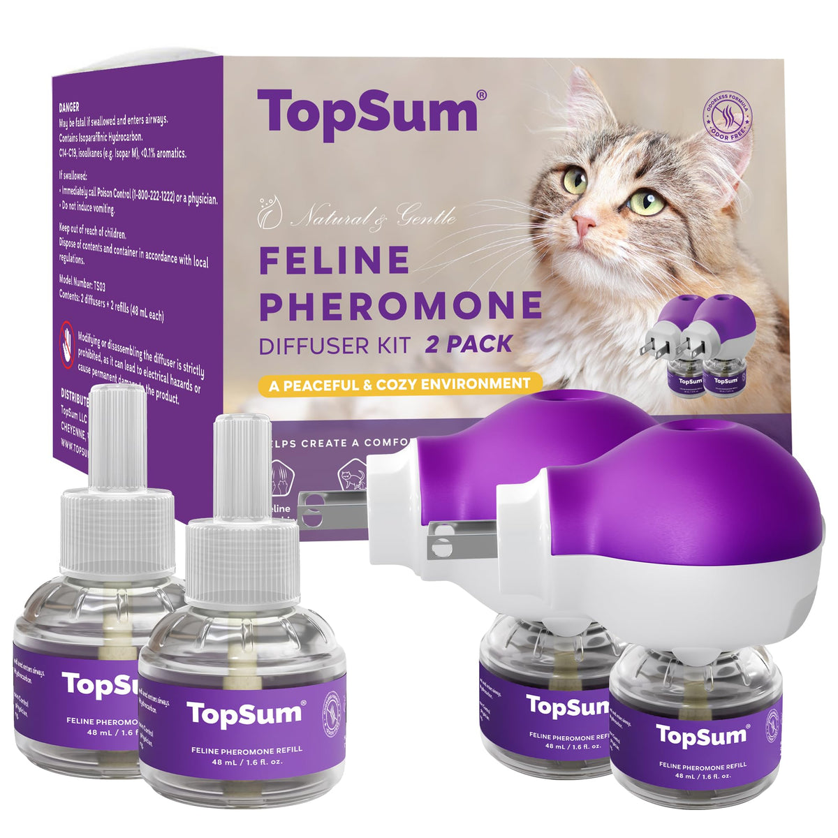 TopSum diffuseur-chat-calme : apaise les chats et favorise un intérieur serein.