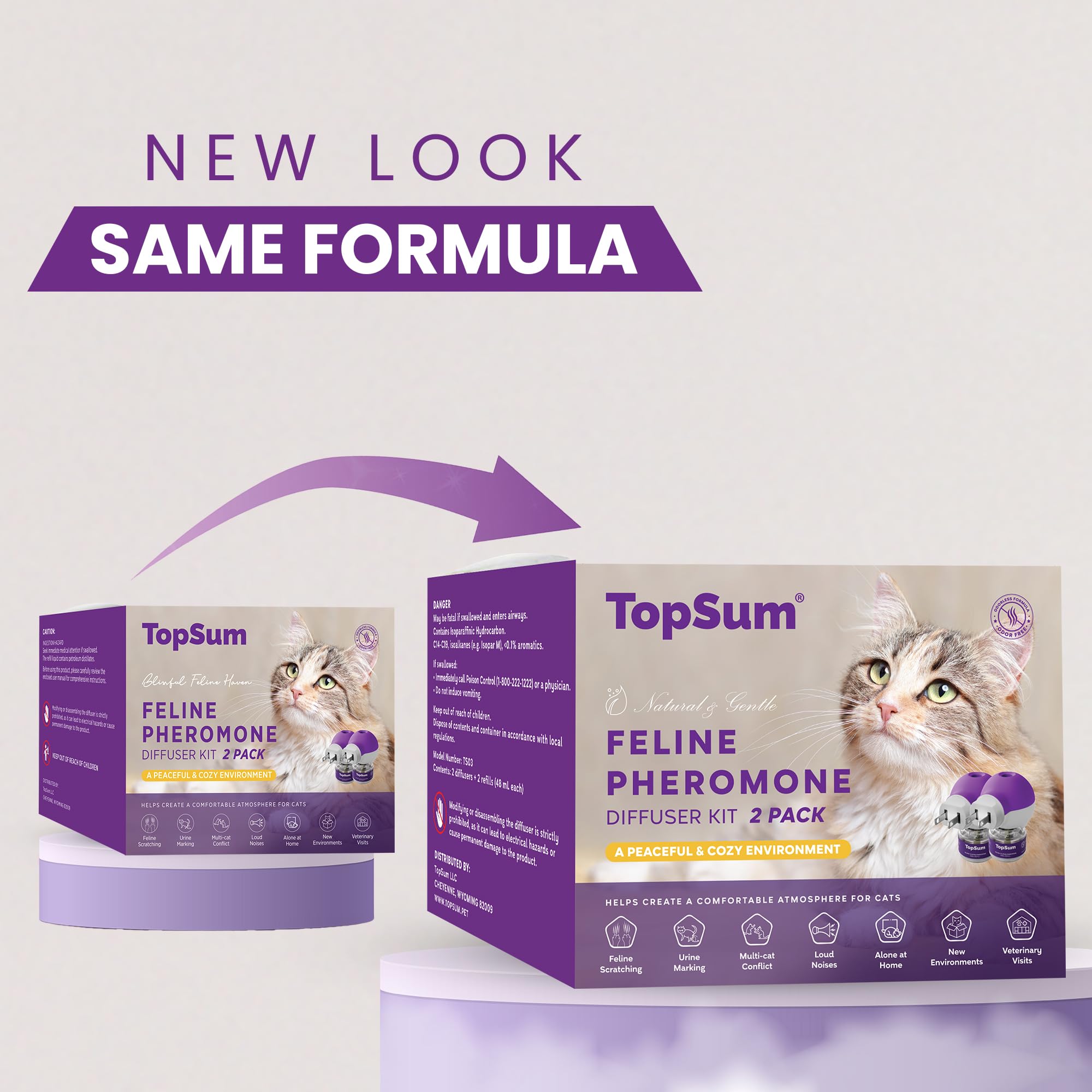 TopSum remplissage-48ml-calme-chat : diffusion continue sans arômes gênants.