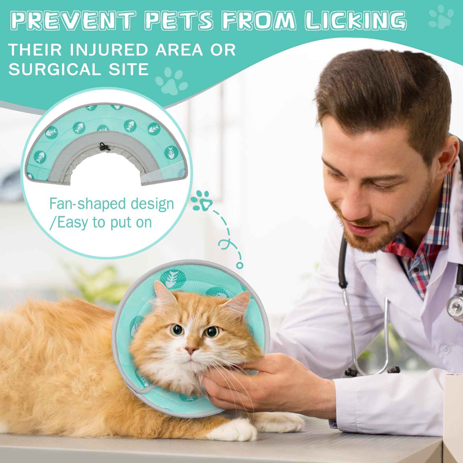 Toptakeit collier-cone chat ajustable assure un maintien sûr pendant la récupération