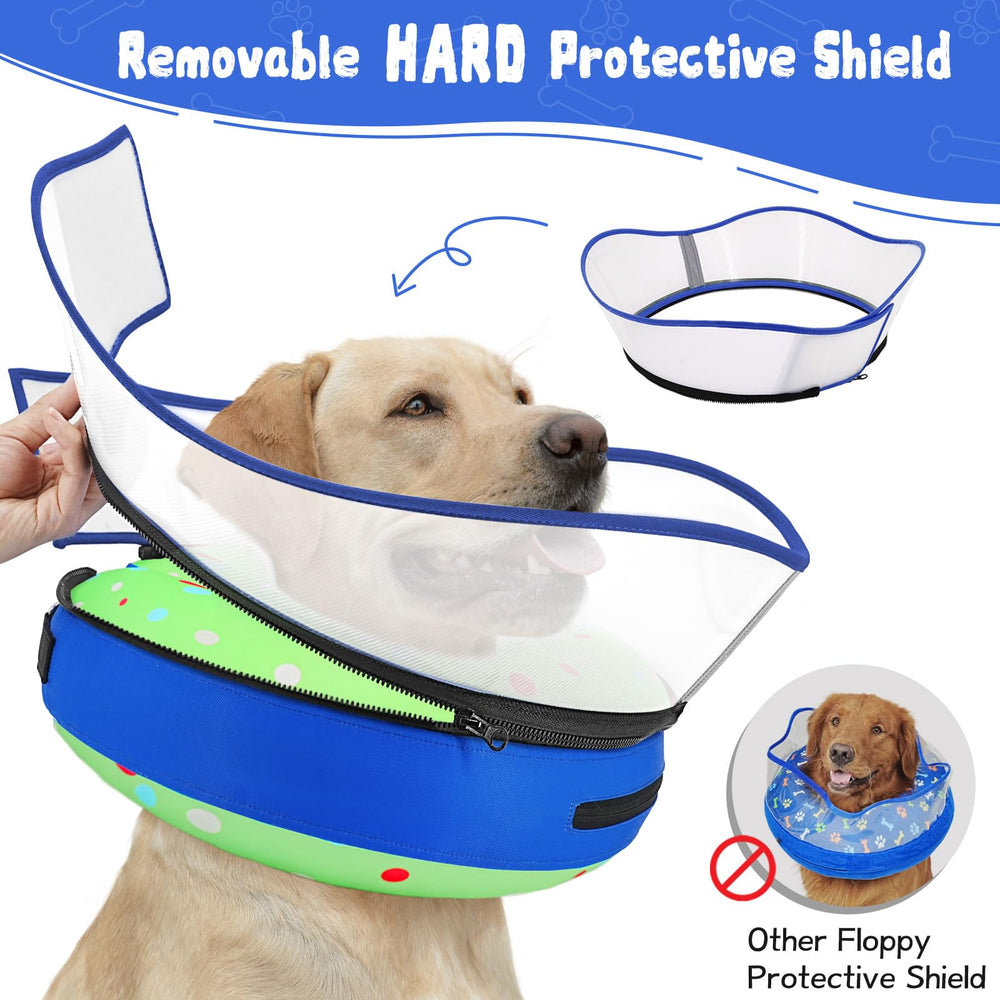 Toptakeit collier donut gonflable sur grand chien, vision dégagée et confort assuré
