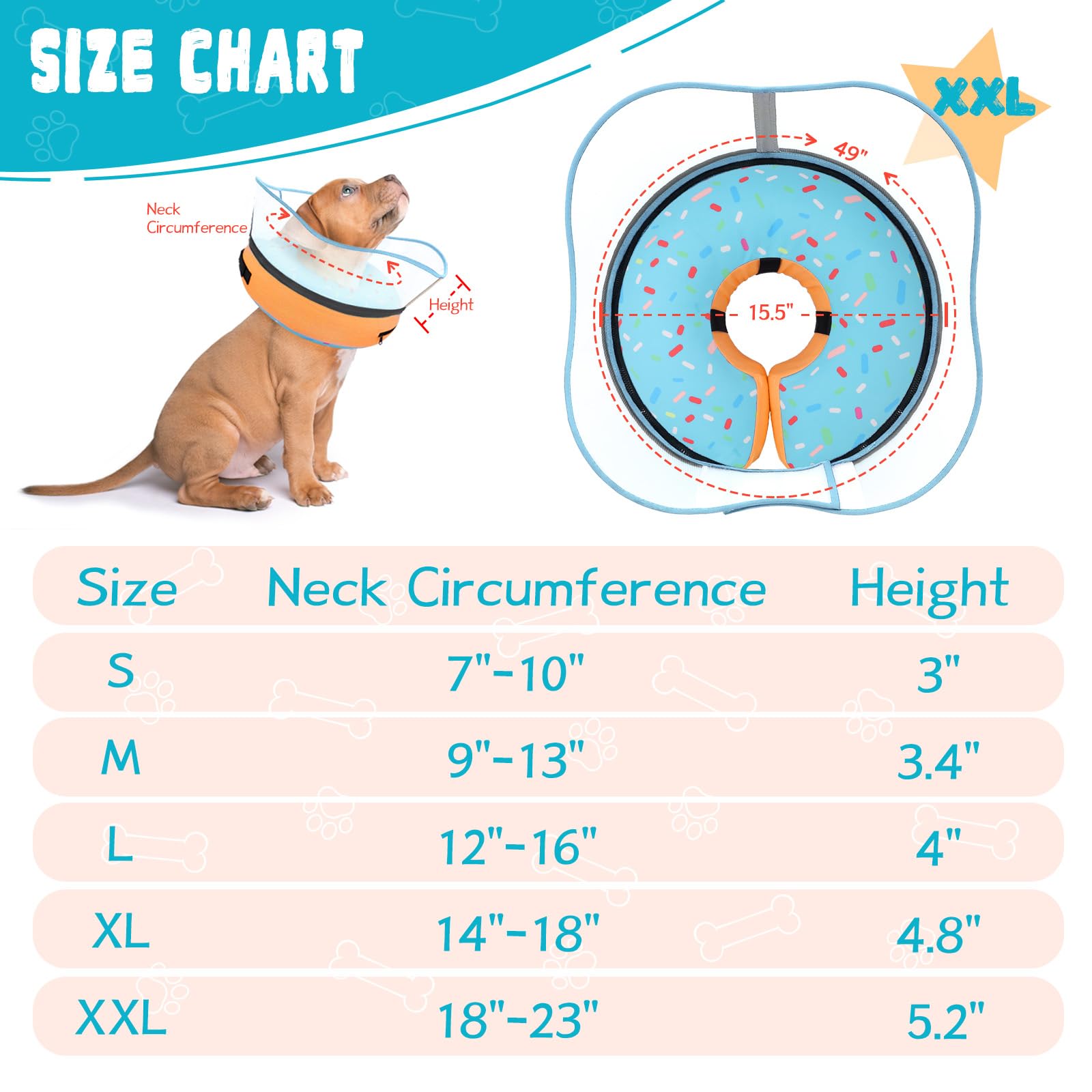 Conception inclusive: collier beignet Toptakeit convient à la plupart des chiens