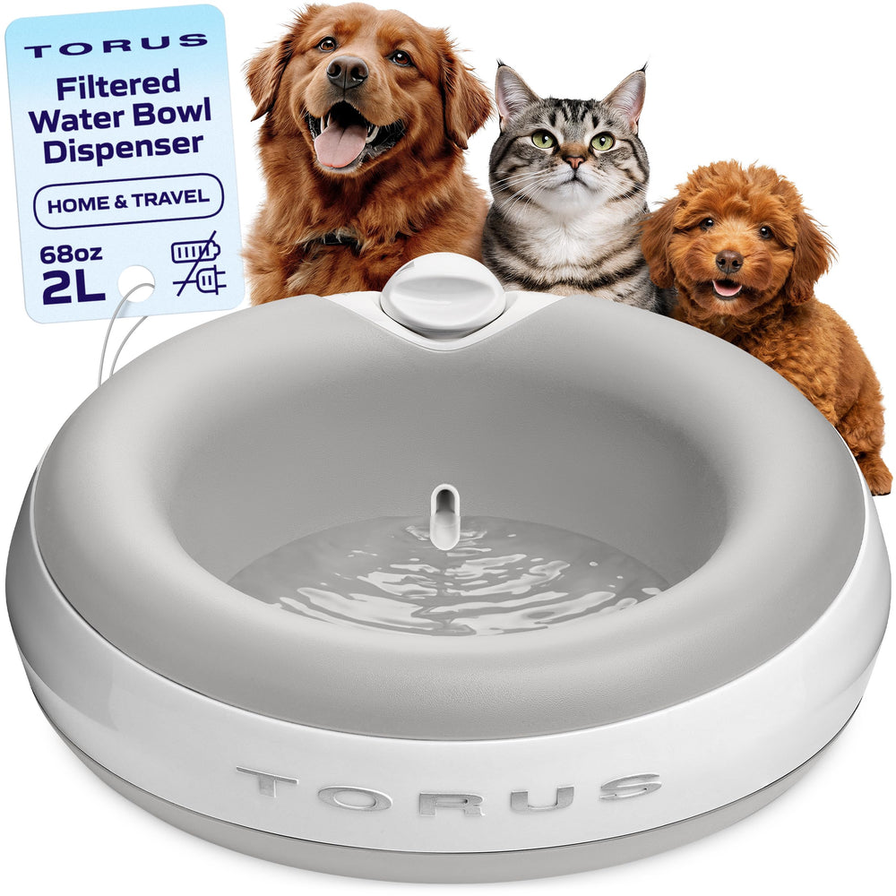 Torus Pet distributeur eau 2L en action, pratique pour chiens moyens et grands.