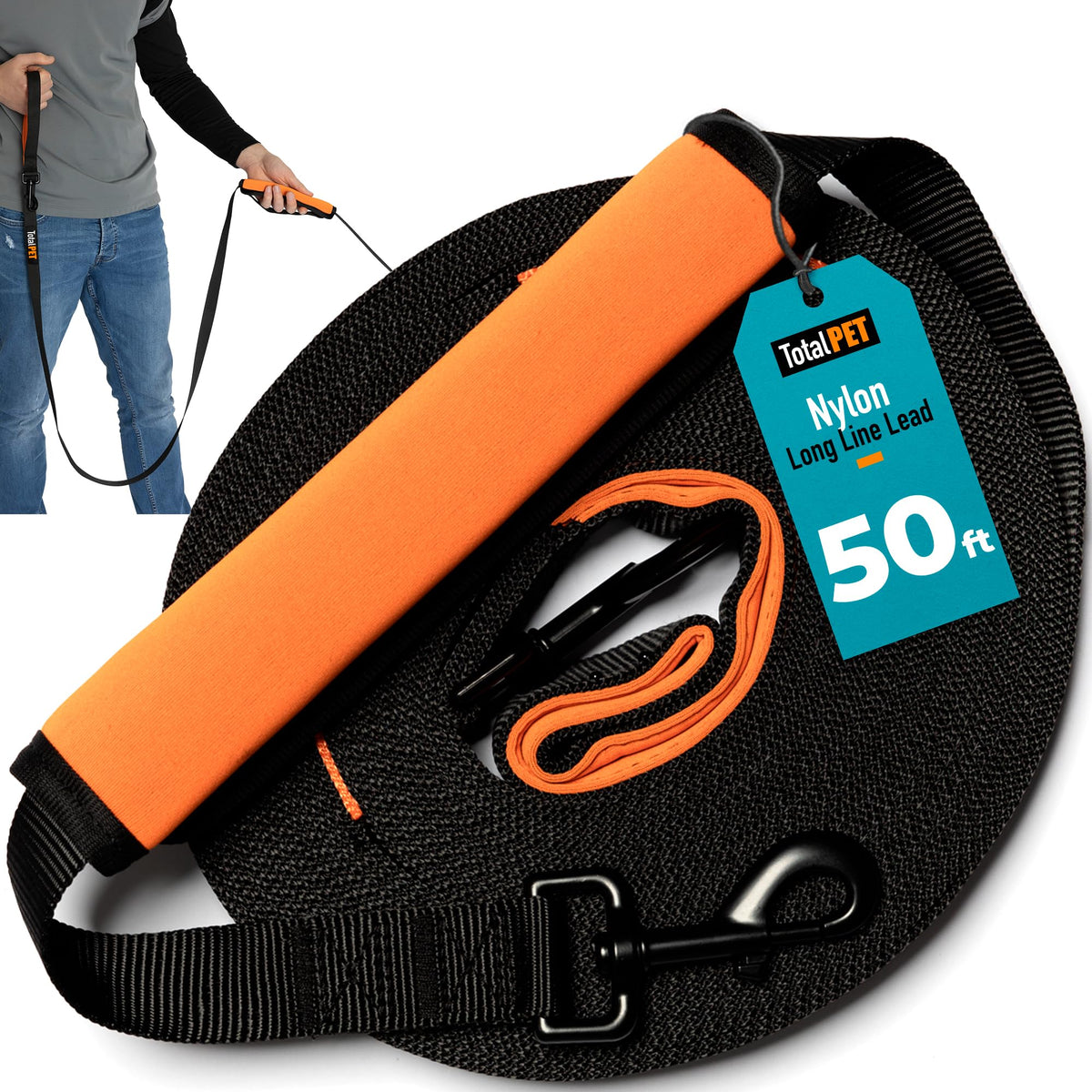 Total Pet longe 50 pieds en action pour l’entraînement à distance.
