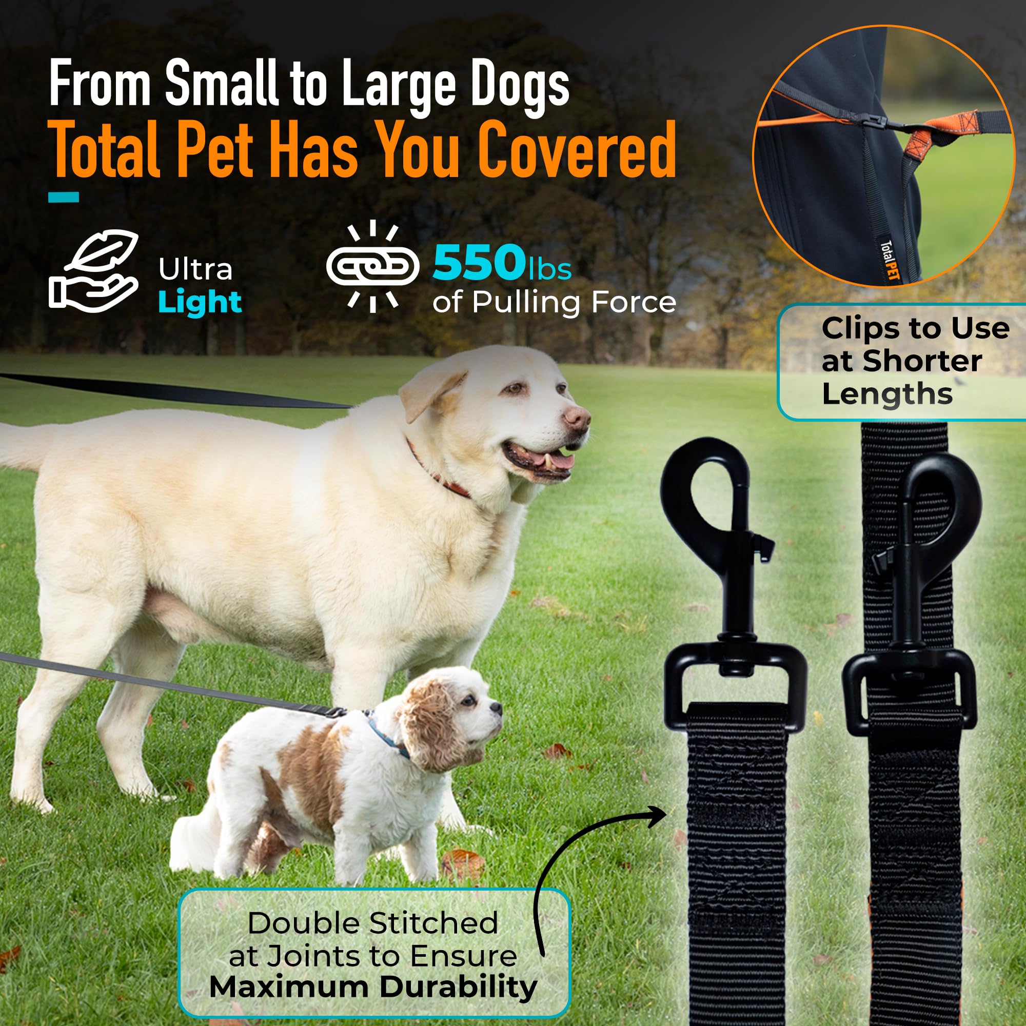 Total Pet longe: longueurs réglables pour s'adapter à différentes distances pendant l'entraînement.