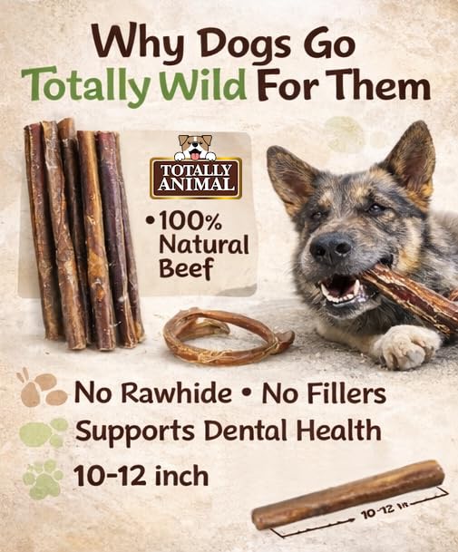 Totally Animal Bully Sticks produit 100 % naturel, sourcing responsable.