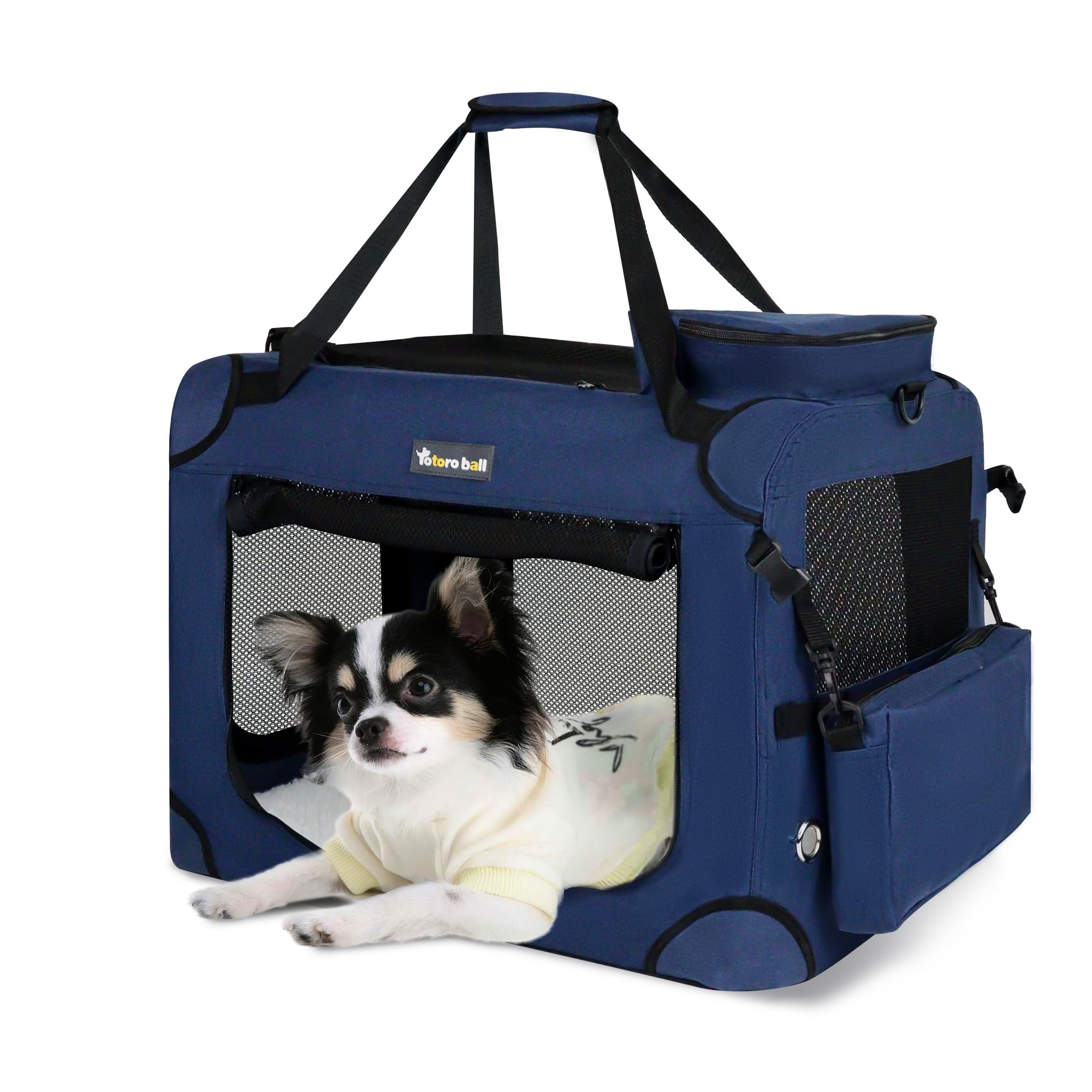 Totoro Ball Porteur Chat XL bleu, espace confortable pour trajets et repos en voiture.