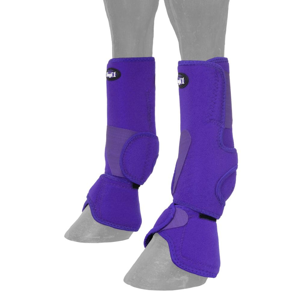 Tough 1 bottes combinées violet moyen, faciles à enfiler et protègent l’équipage équin