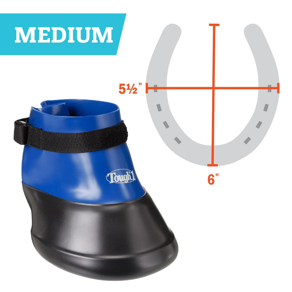 Botte Tough 1 utilisée pour l'application médicamenteuse sur le sabot en bleu royal.