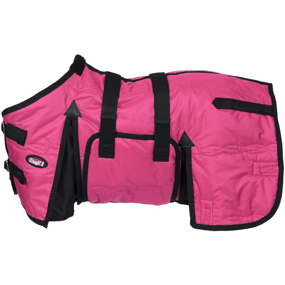 Tough1, couverture stable miniature rose: sangle ventrale élastique pour chaleur et ajustement.
