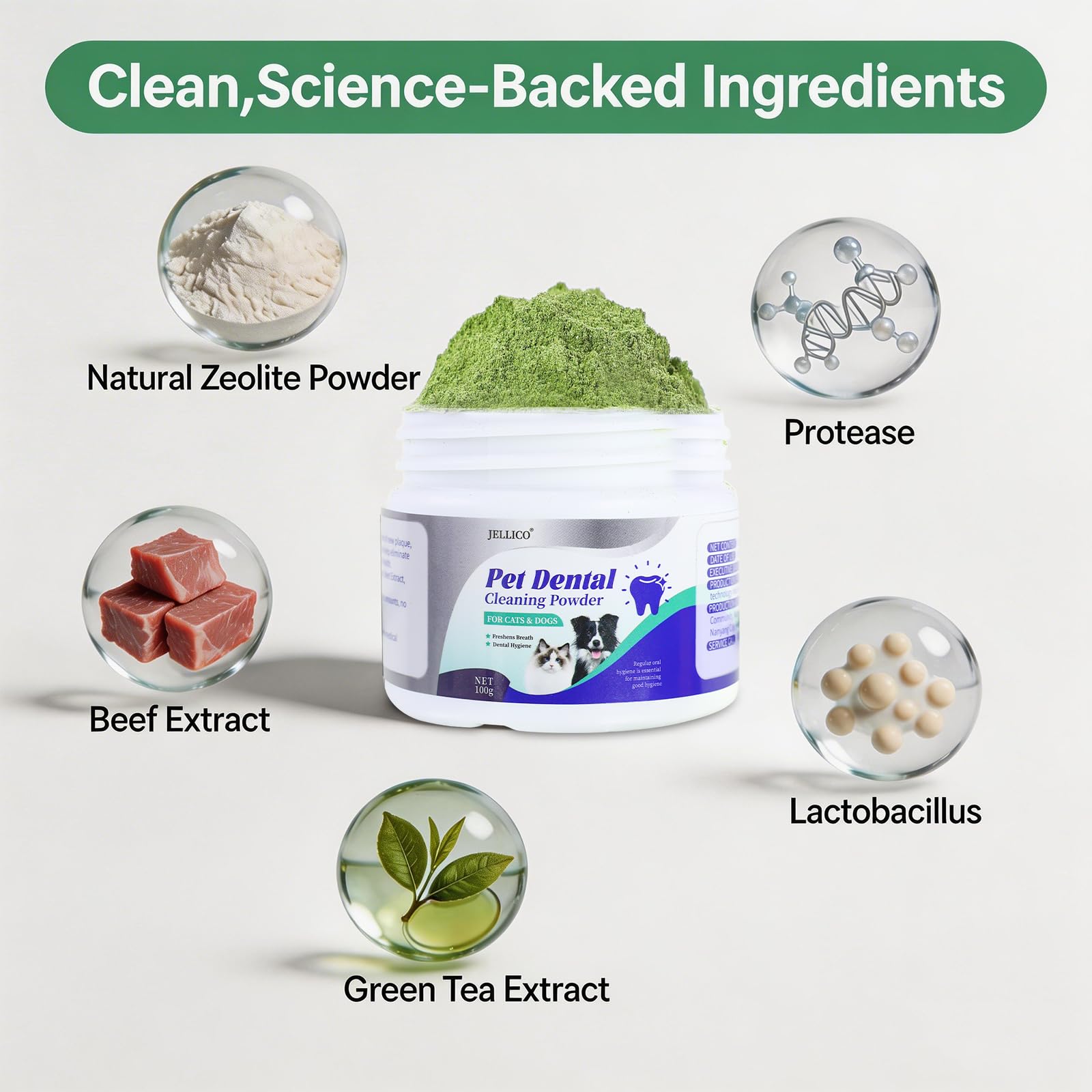 Tovaginsh DogBiotics – doseur facile à ajouter à l'alimentation.