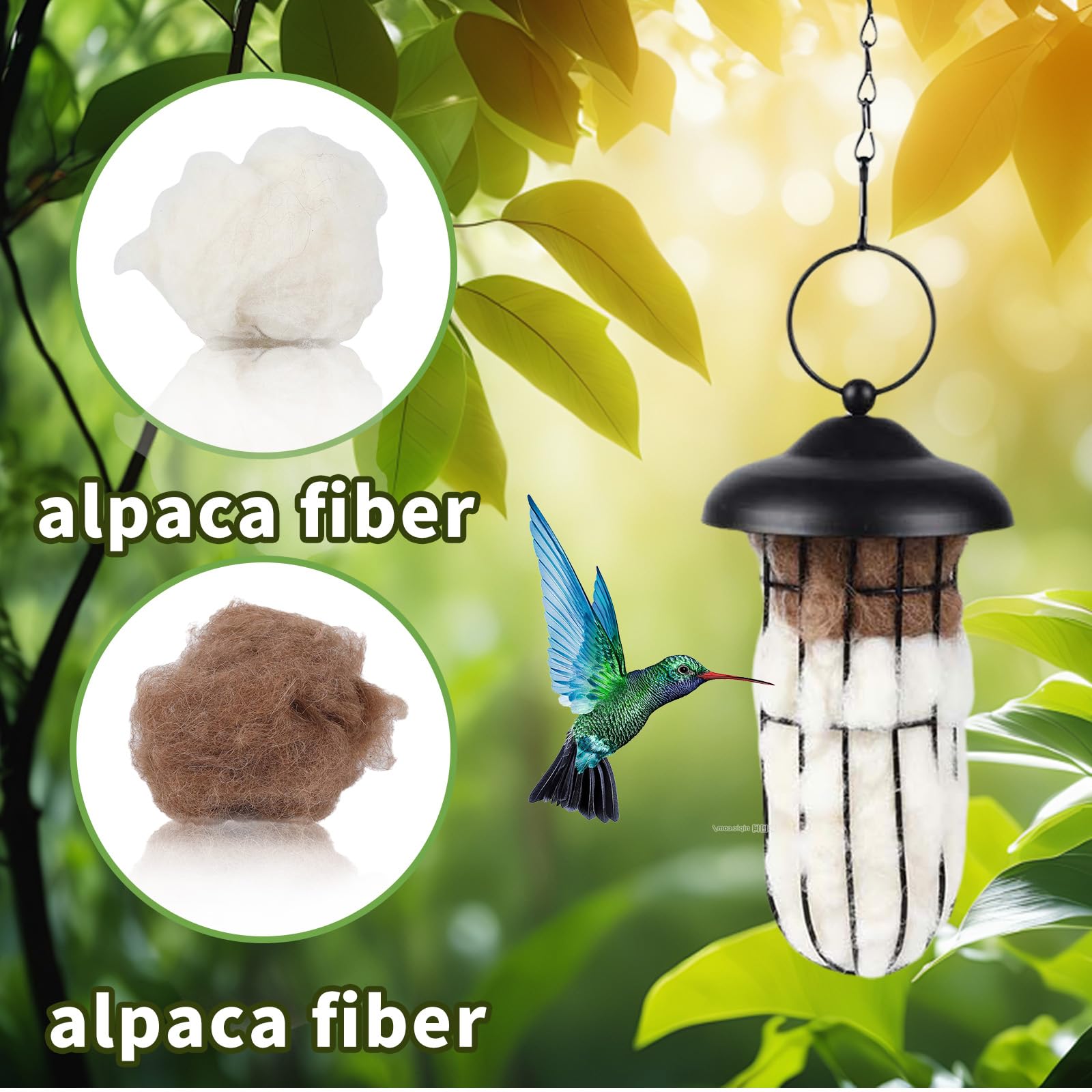 Nid colibri TOWDREU pendu sur arbre, accessible pour les oiseaux.