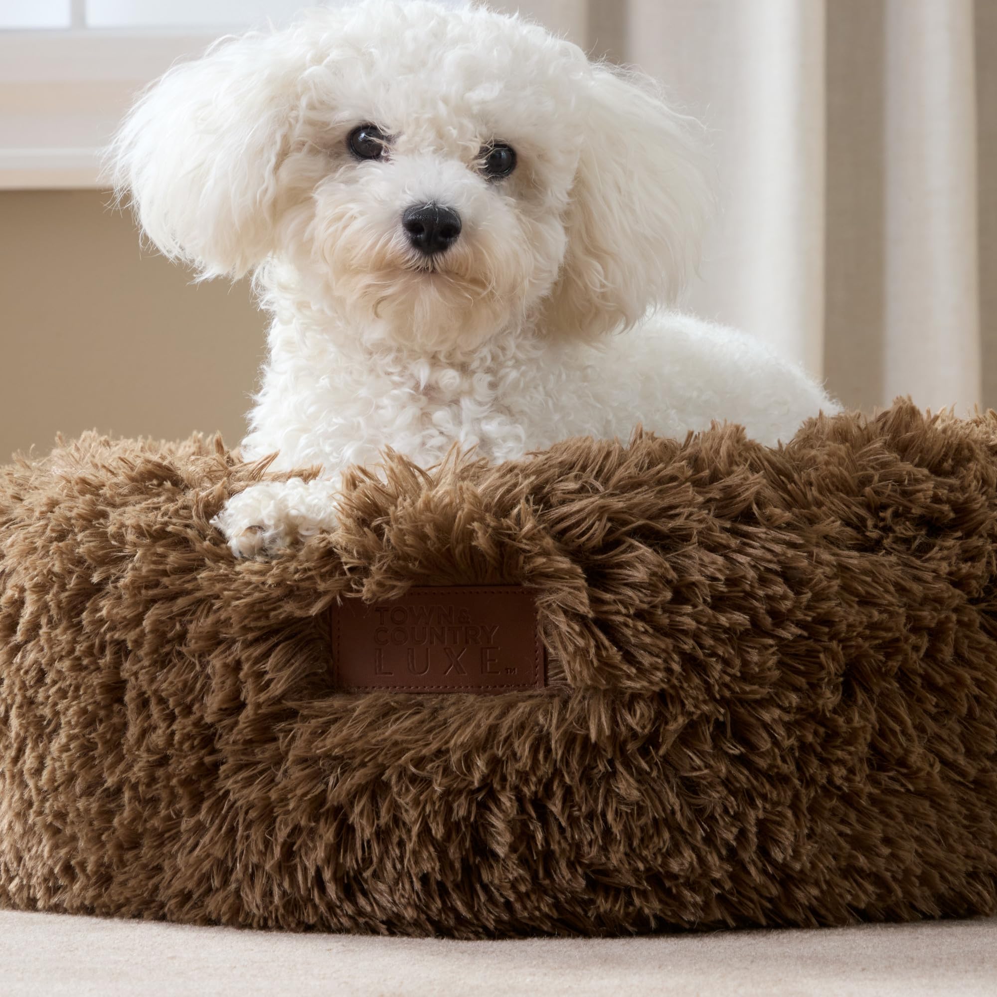 Town & Country Luxe CuddleTown, coussin beignet peluche, idéal pour chiens et chats moyens