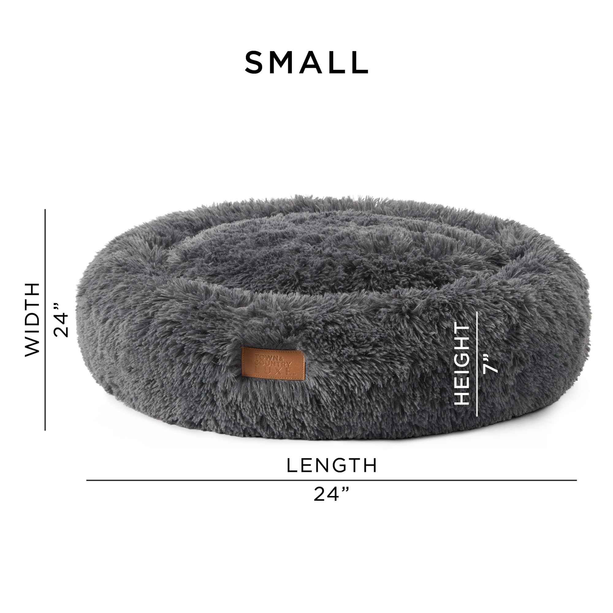 Town & Country Luxe CuddleTown Donut Bed côté gauche montrant l’intérieur moelleux.