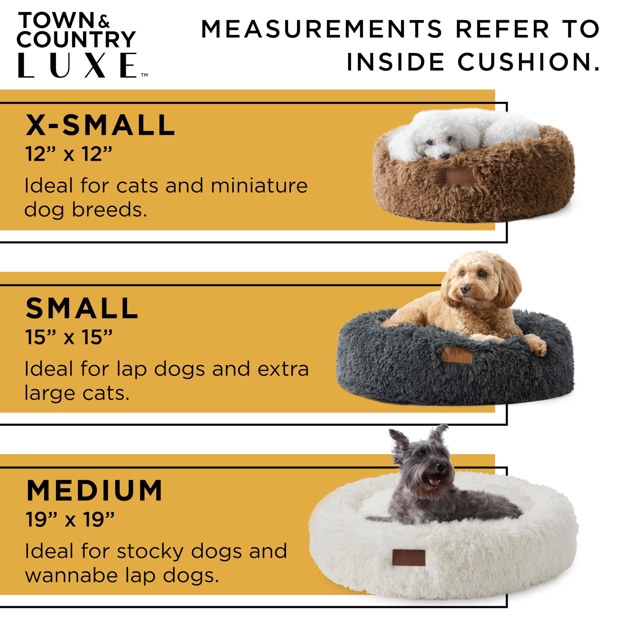 Lit donut crème Town & Country Luxe CuddleTown lavable en machine, entretien facile.