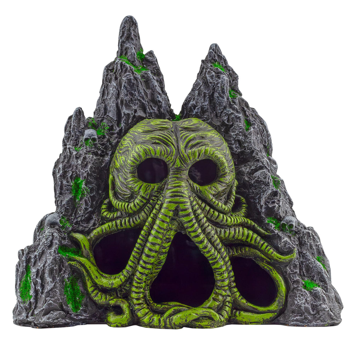 Toy Vault Cthulhu monstre dans une grotte d'aquarium, ambiance mystérieuse.