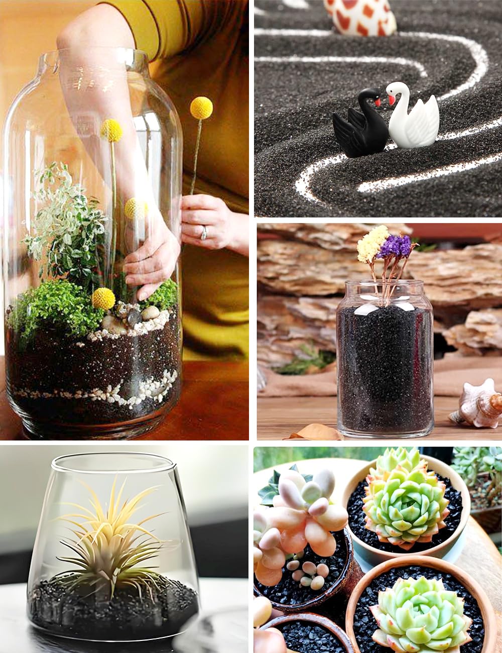 TOYPOPOR galets-verre noirs; décor éclatant et jeu de lumière.
