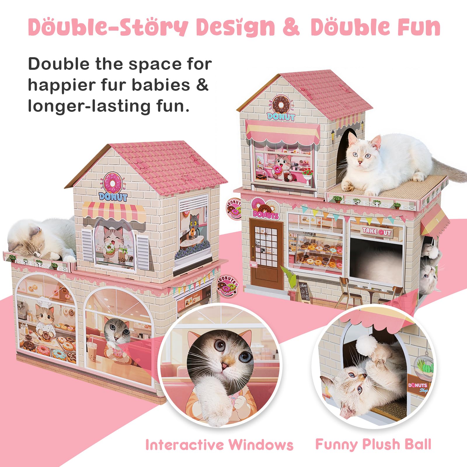 TOYSBOOM Maison-chat-deux-etages: parfait pour deux chats et jeux.