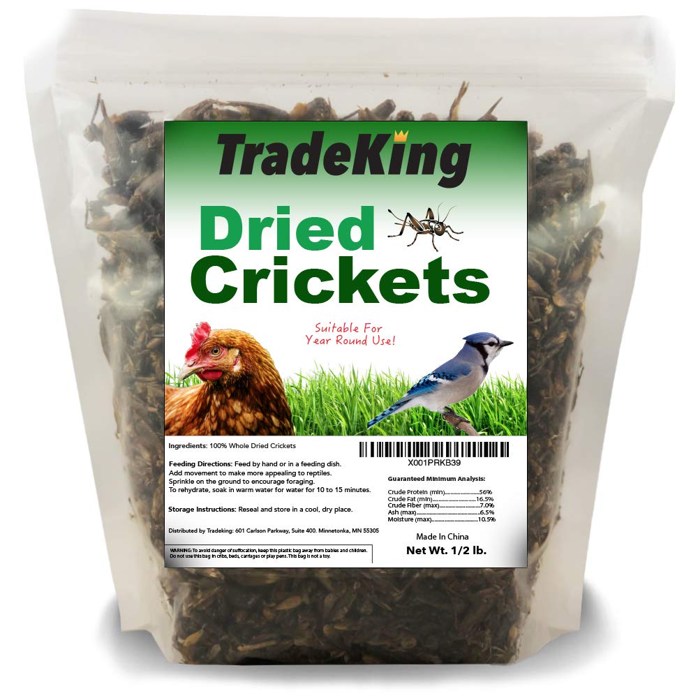 TradeKing criquets séchés – sac refermable 8 oz, pratique pour reptiles.