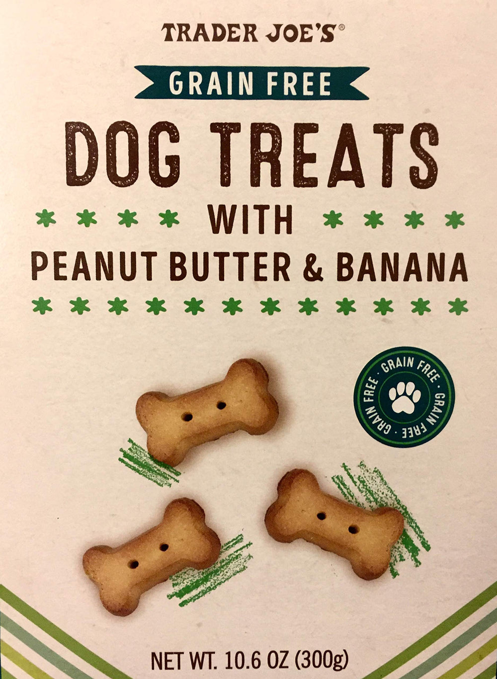 Trader Joe's friandises chien informations nutritionnelles clairement affichées.