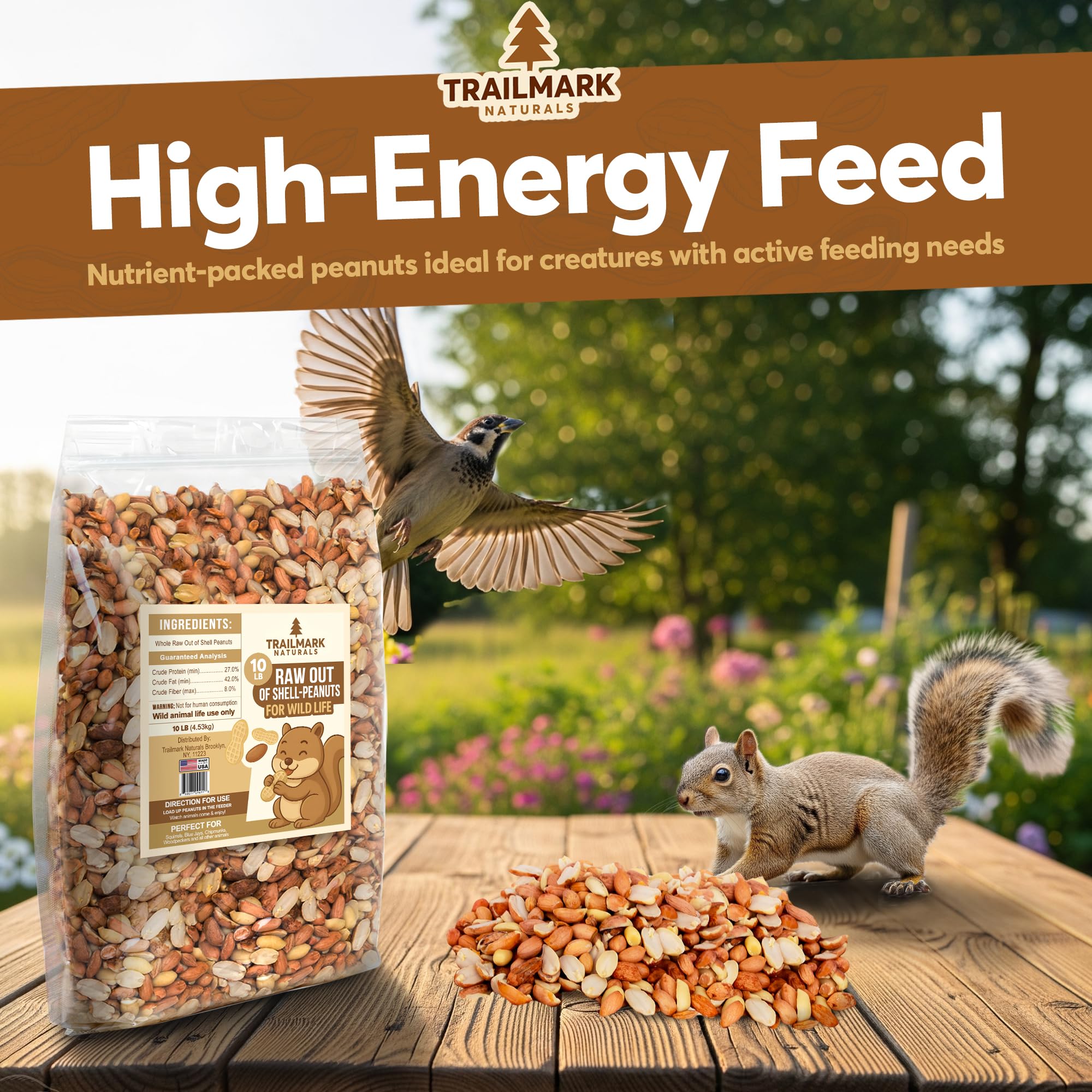 Trailmark Naturals arachides crues pour écureuils et oiseaux, alimentation régulière.