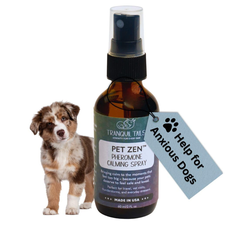Tranquil Tails Pet Zen Spray, bouteille, douceur sans alcool pour chiens anxieux
