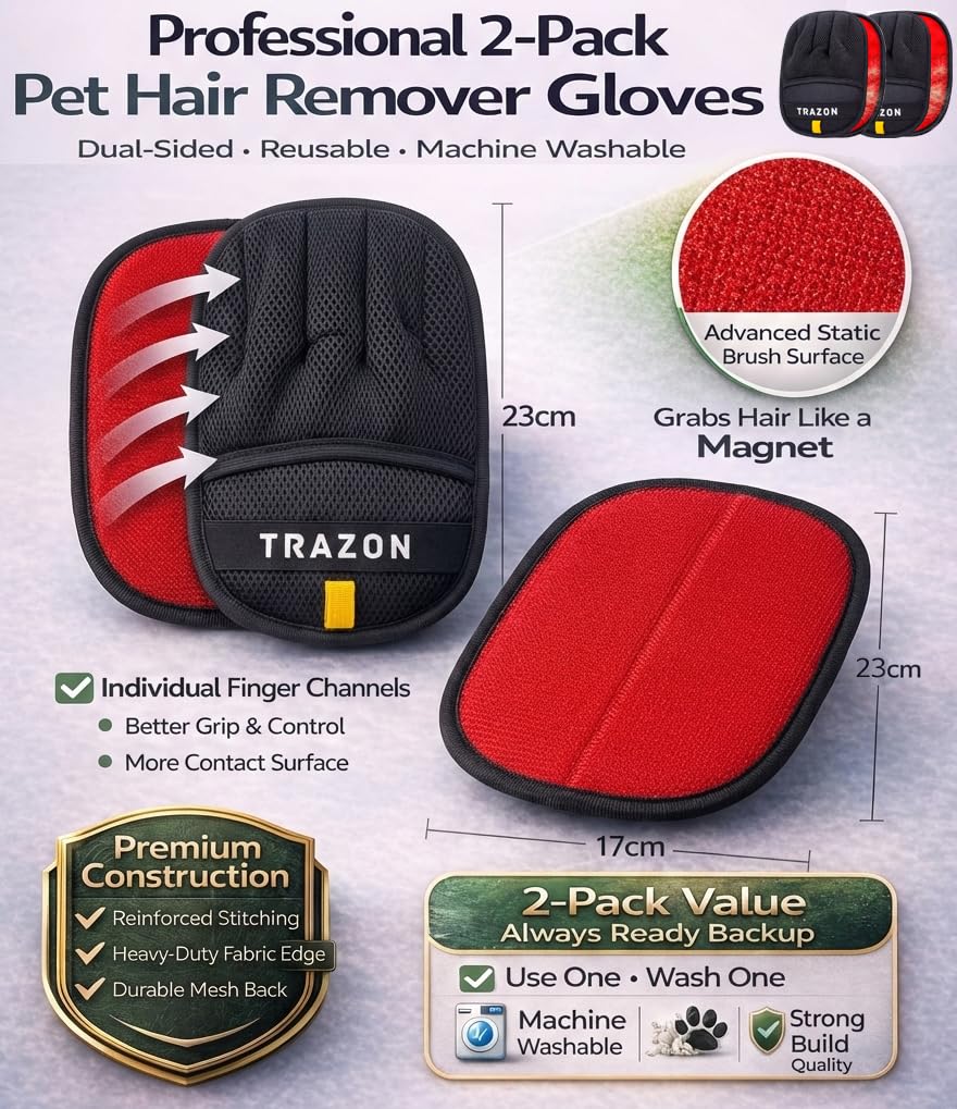 Gants Trazon sur fauteuil, élimine le pelage sans effort.