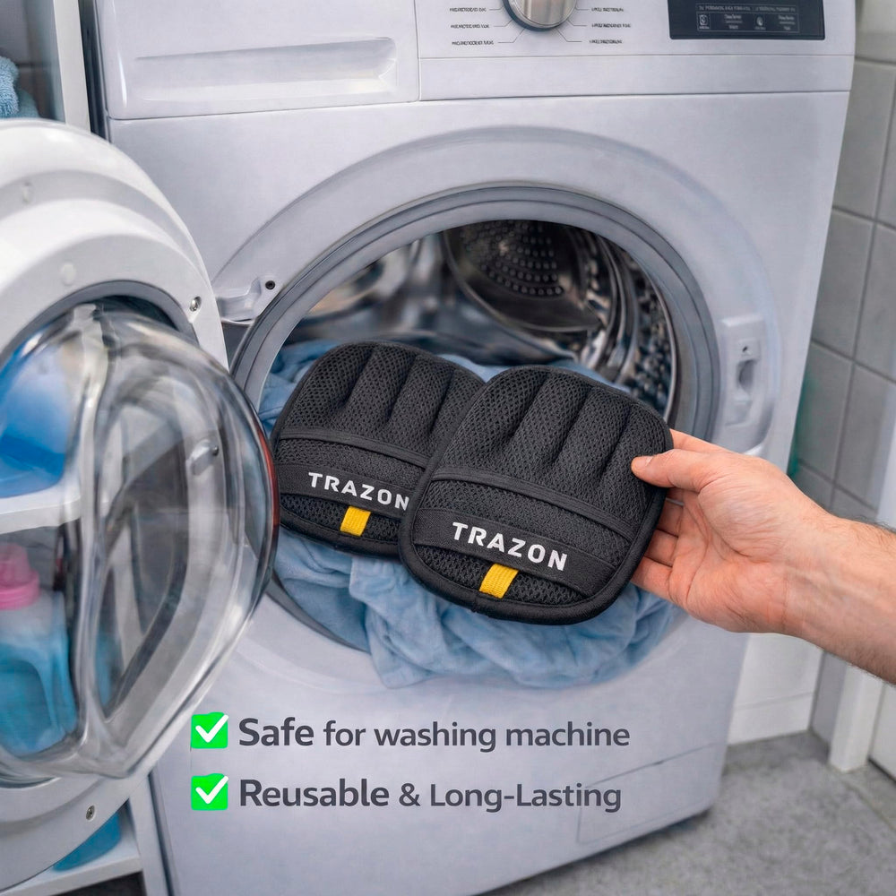 Gants Trazon sur sièges auto, élimine poussière et pelage.