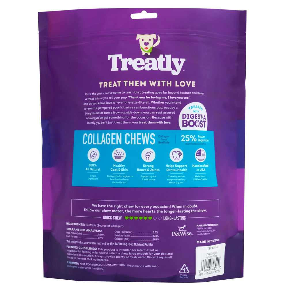 Treatly bouchées-chews boeuf collagene – texture durable pour chiens qui aiment mâcher