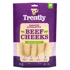 Friandise Treatly roulements de joue de boeuf 4po : mastication longue et naturelle.