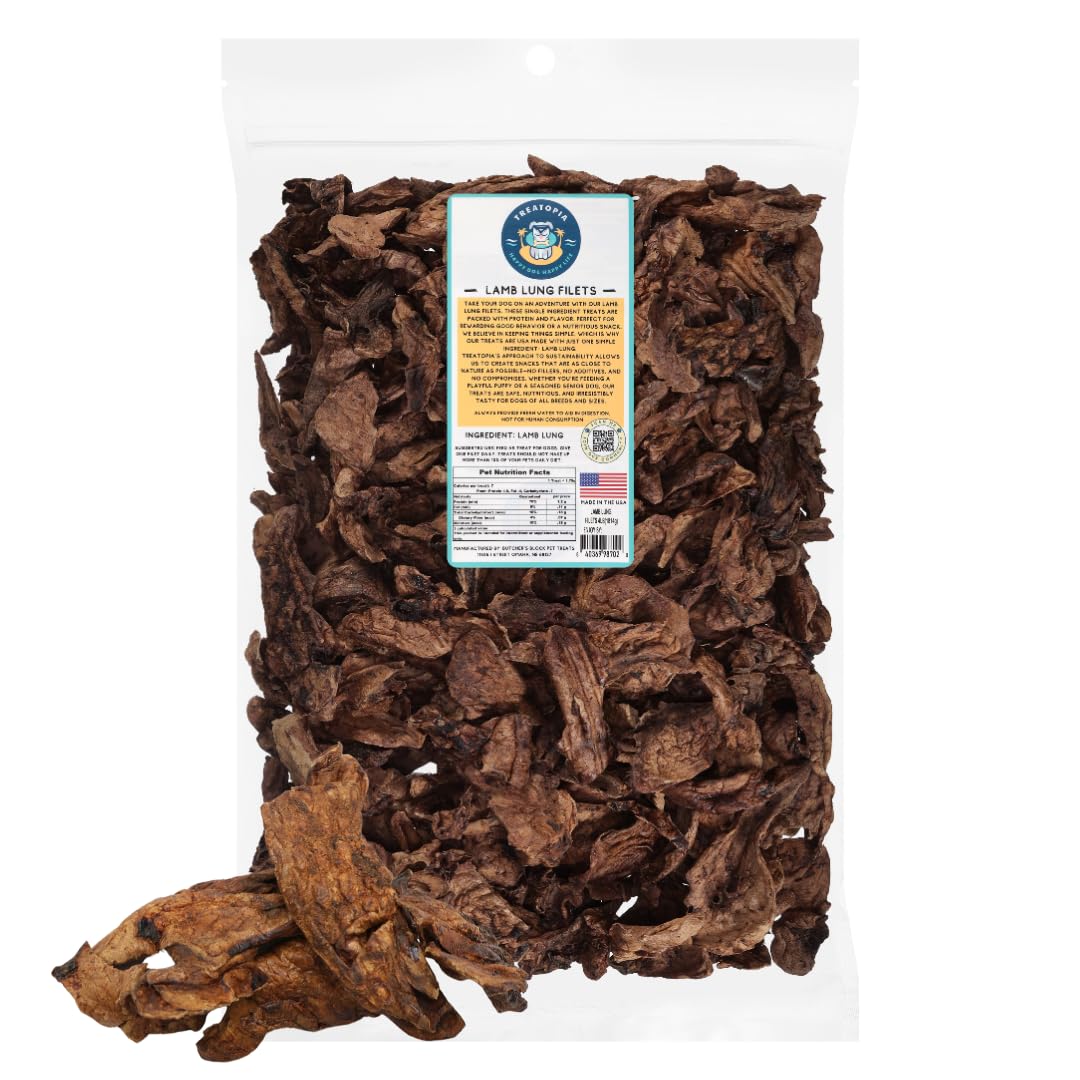 TREATOPIA sac-filets-poumons-agneau-4-lb: snack protéiné pratique pour chien.