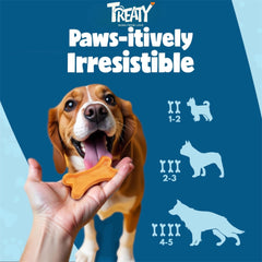 Chien heureux dégustant Treaty, moment de récompense