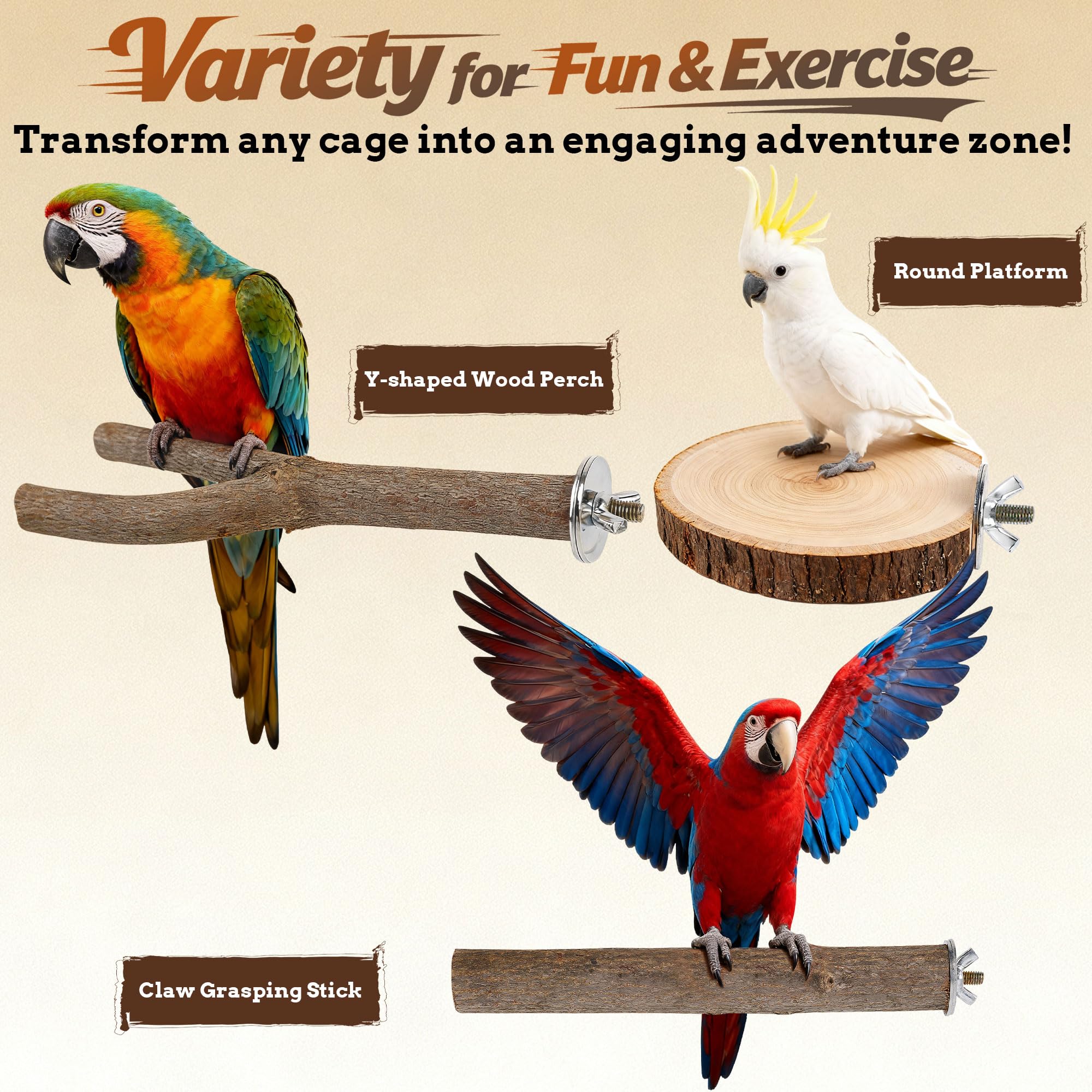 Treewoll parc mini pour oiseaux stimulant le mouvement