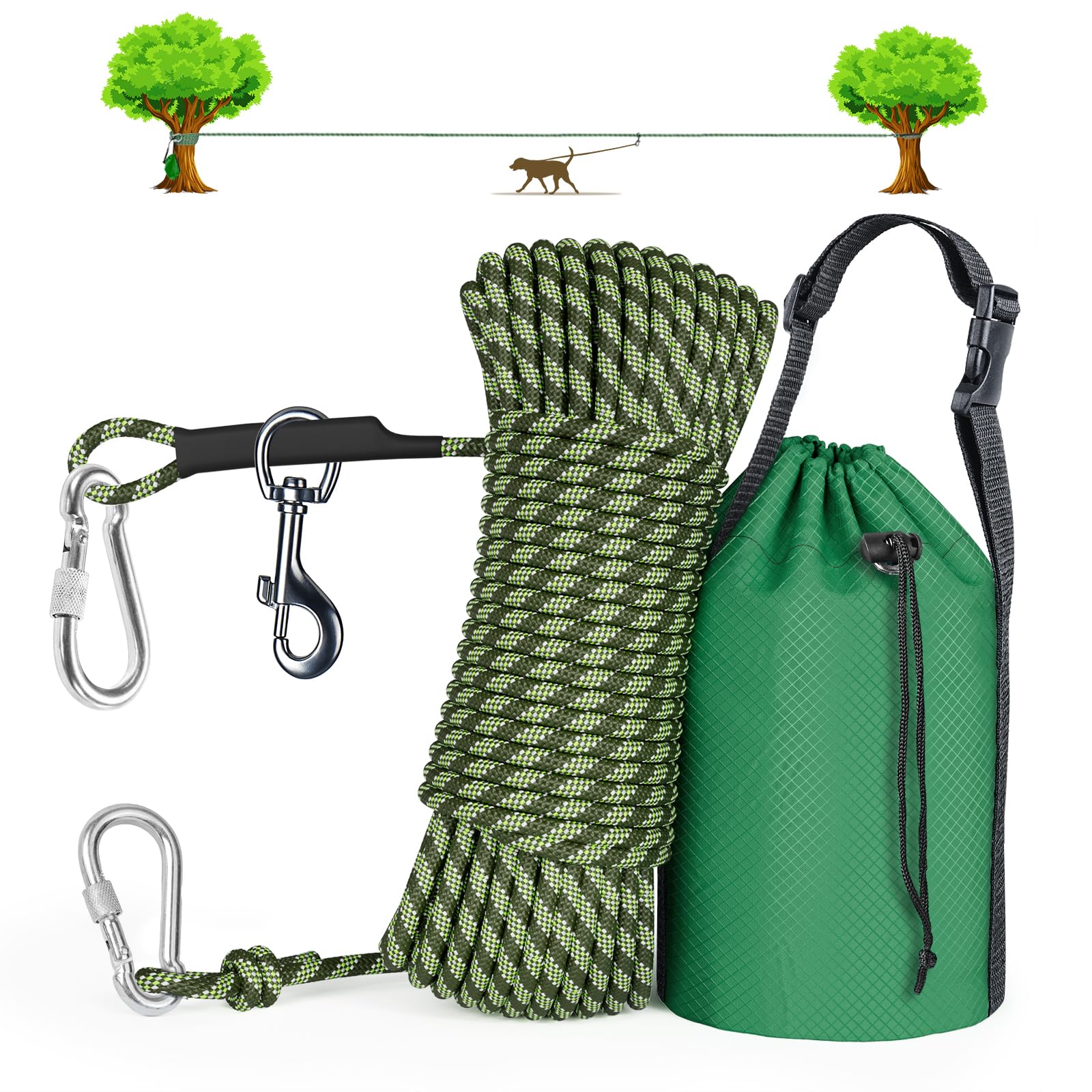 Tresbro laise camping chien 50 pieds, légère et pratique pour sorties en plein air