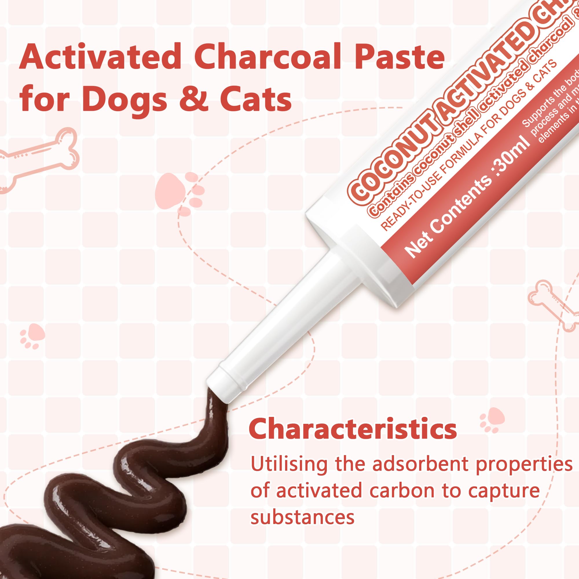Pâte Trihood charbon actif — administration directe sans mélange.