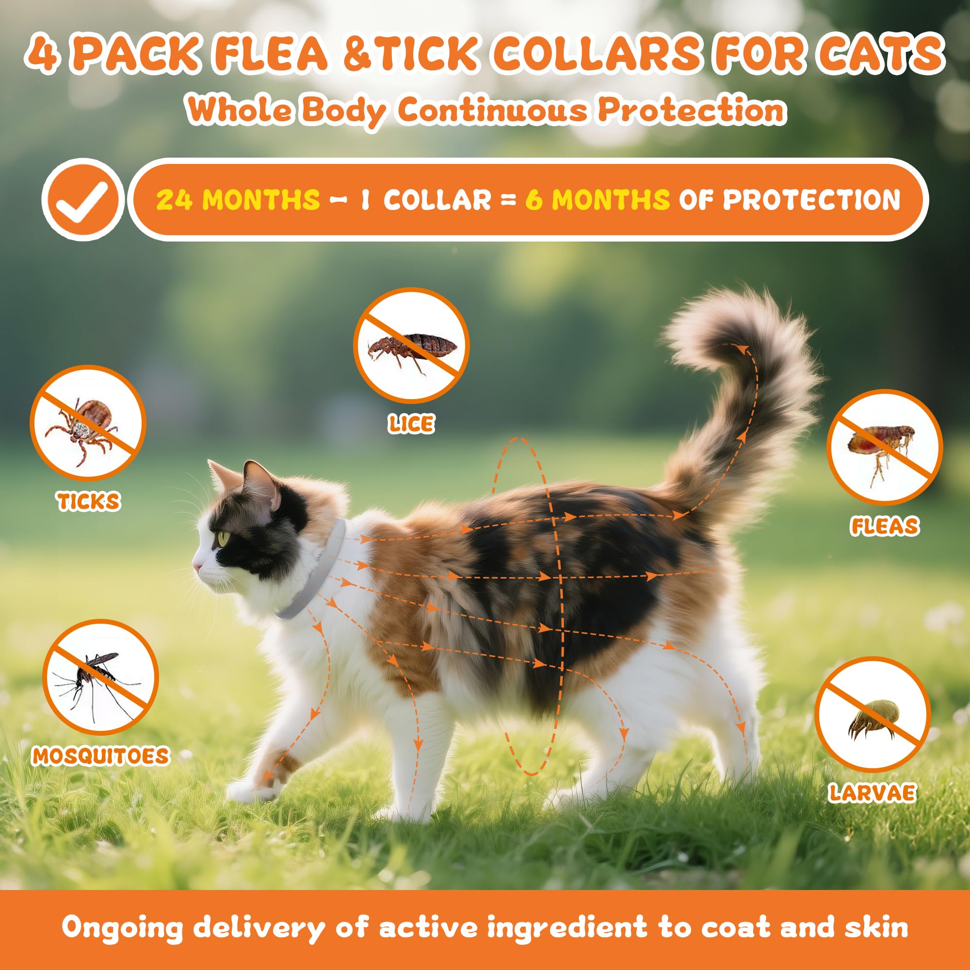 Trihood collier chat ajustable 65 cm, ajustement parfait