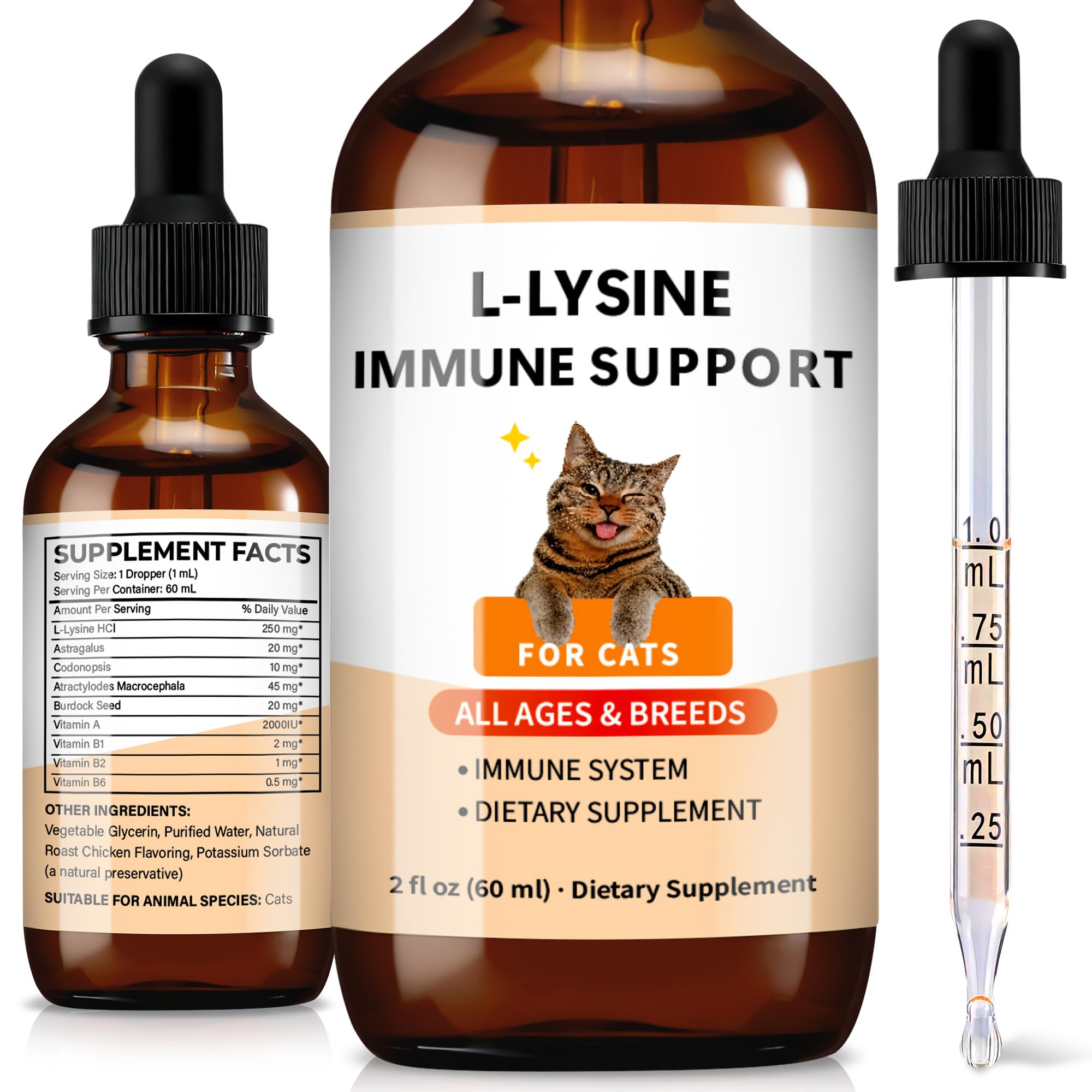 Trihood L-Lysine pour chats, flacon 60 ml, bien-être potentiel.