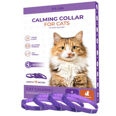 TriOak 4-pack collier apaisant pour chats autour du cou, prêt pour plusieurs animaux.