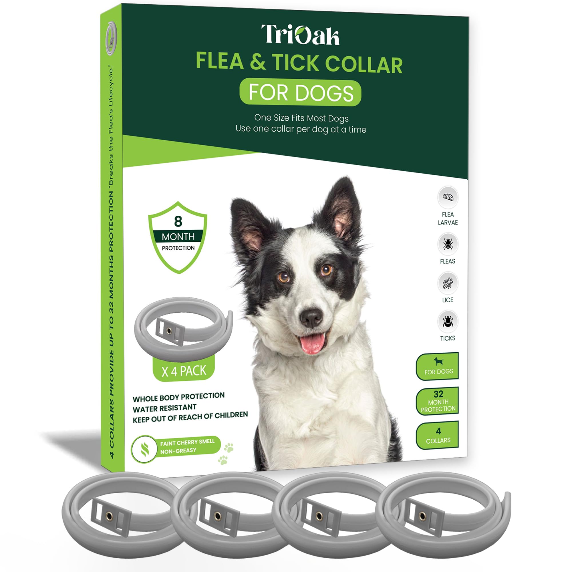 TriOak collier anti-puces et tiques pour chien, ajustable et confortable.
