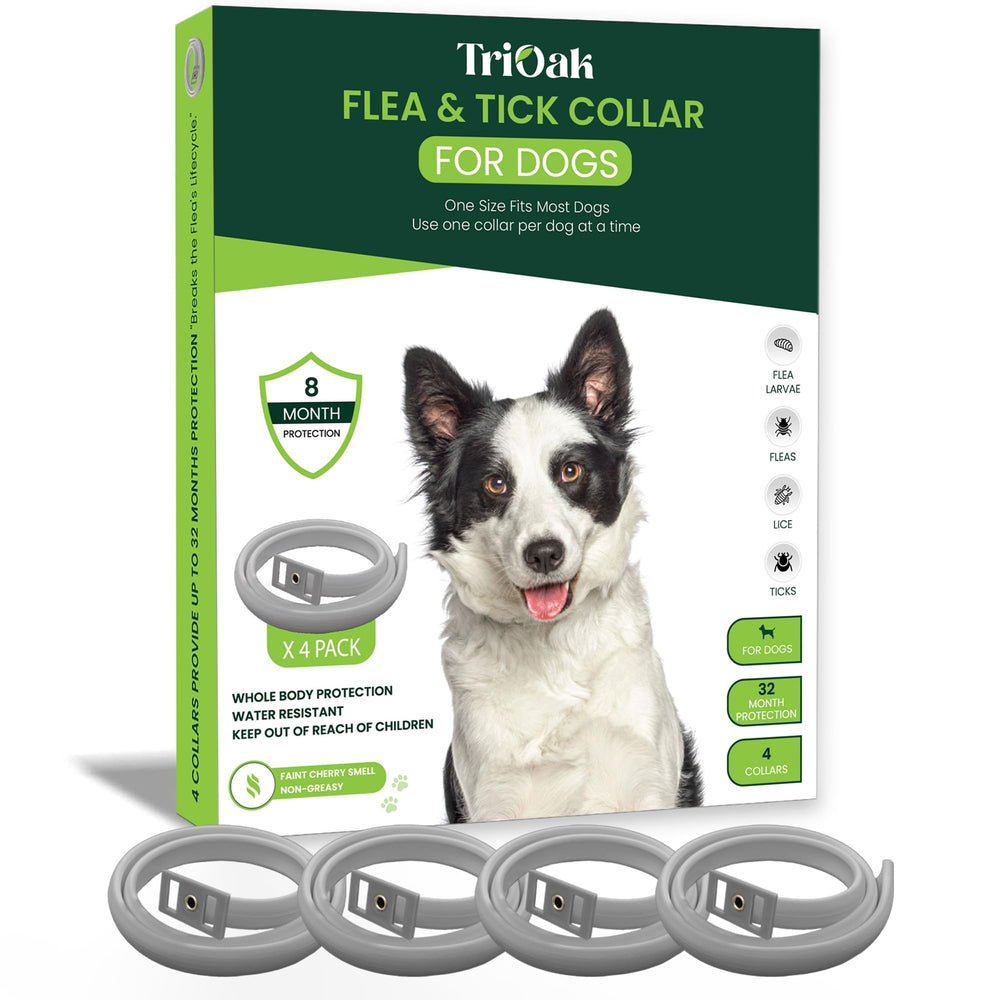 TriOak collier anti-puces et tiques pour chien, ajustable et confortable.