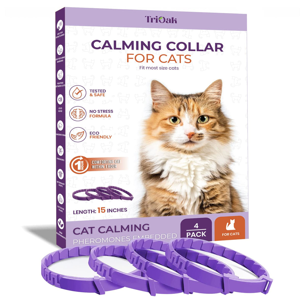 TriOak collier calmant porté autour du cou sur un chat détendu