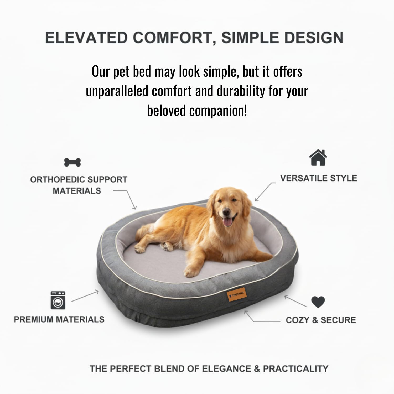 Trisundi design oval apaisant crée espace sécurisé pour chien.