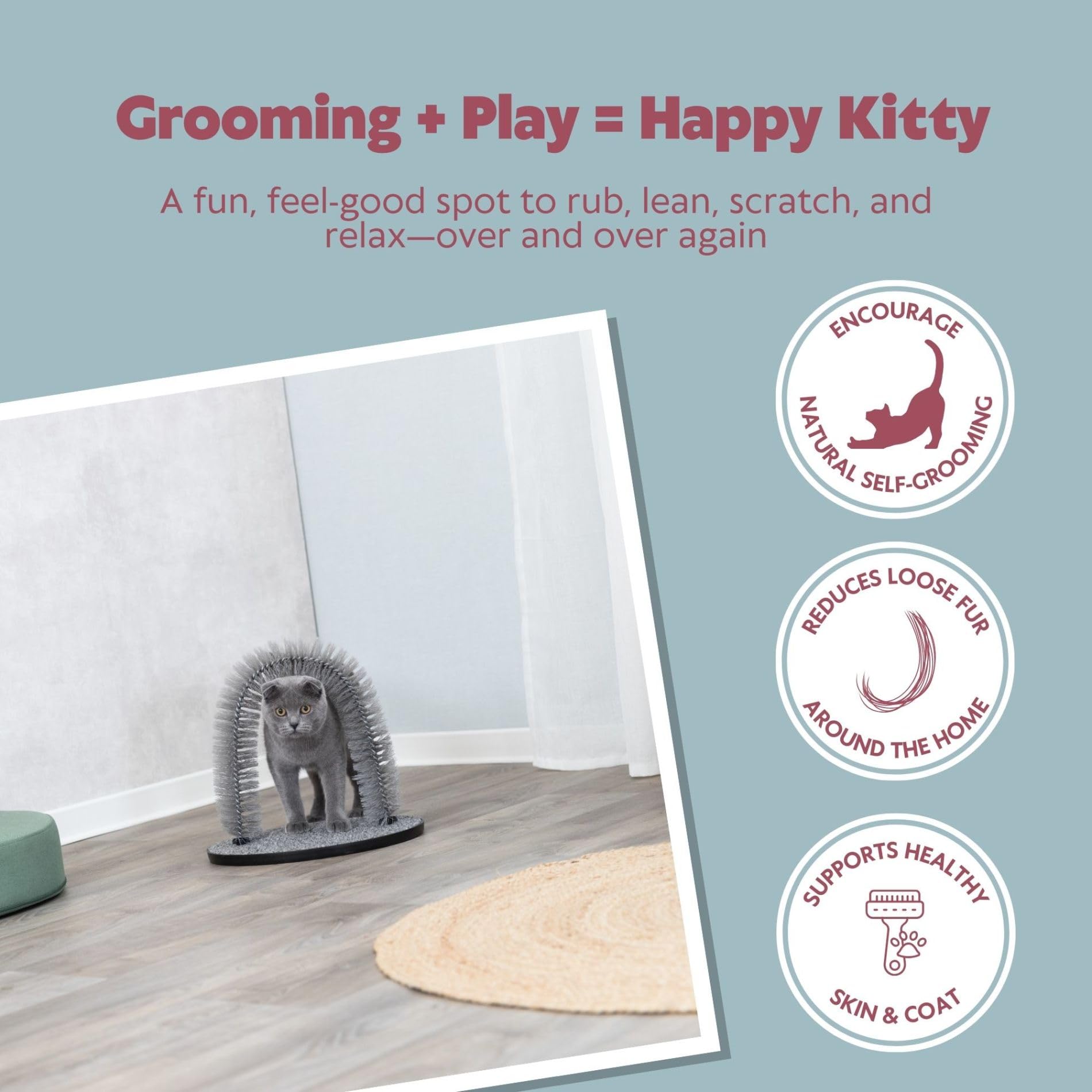 TRIXIE brosse-anneau-poils-chat: retire les poils morts pendant les séances de toilettage.