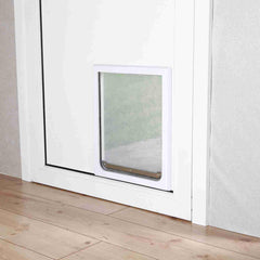 Cadre TRIXIE en plastique blanc pour porte chien durable et silencieux.