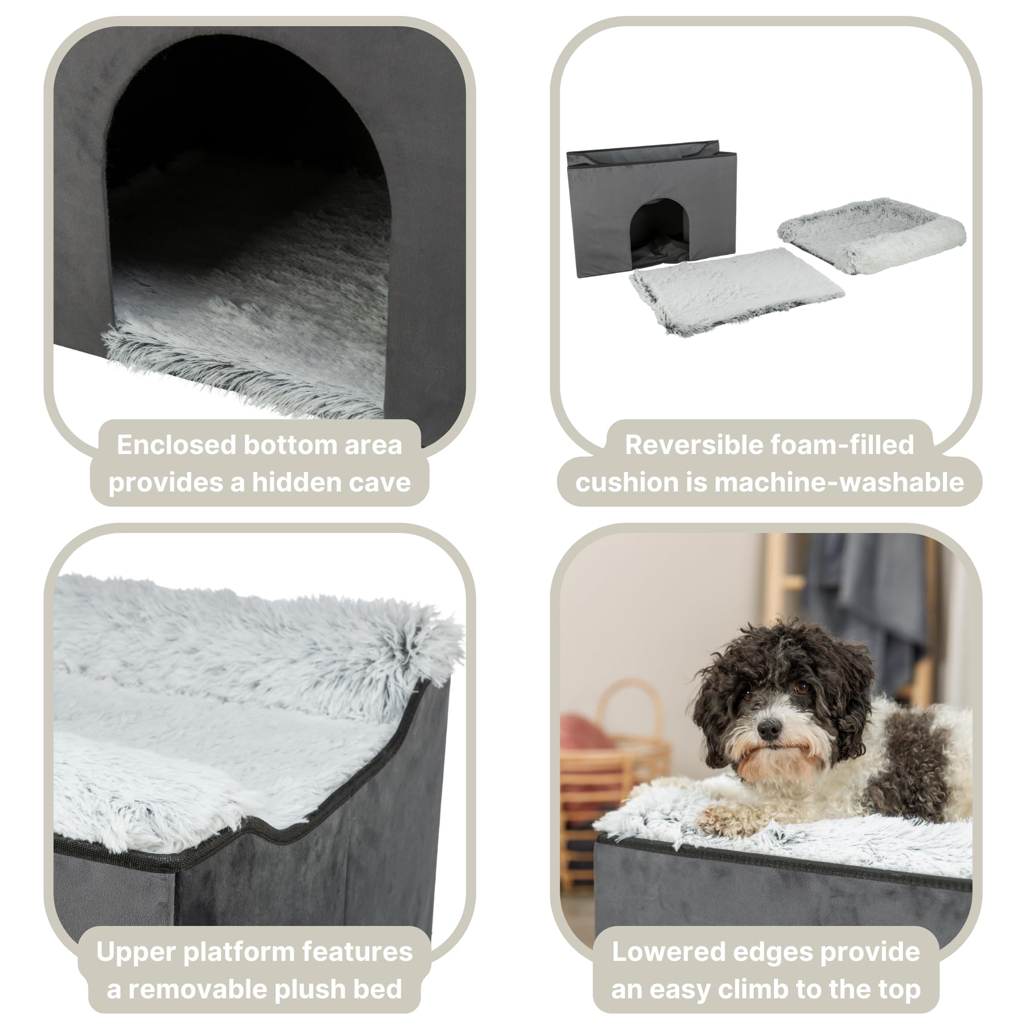 TRIXIE Harvey Cave — drap pluche amovible pour un couchage agréable et facile d’entretien.